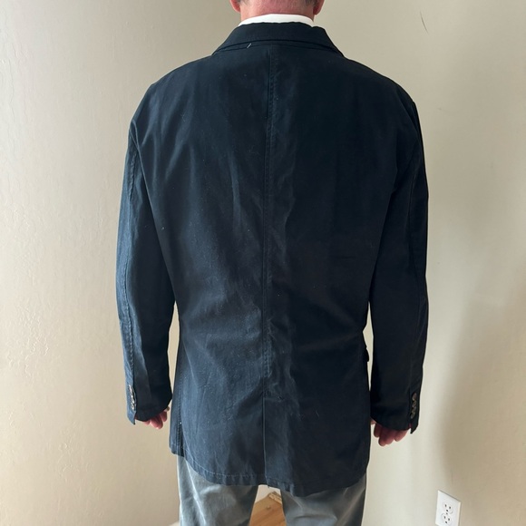 NWT STAFFORD PREP 2 Button Blazer 100% Cotton Navy Blue White Striped Lining - Picture 7 of 16